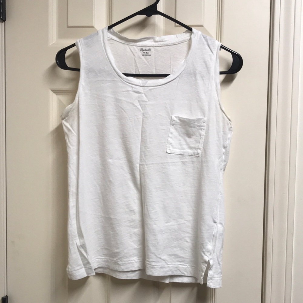 Madewell White Tank with front pocket, size XS